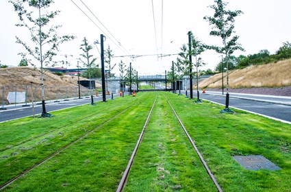 The tramway connects the city and the European Spallation Source (ESS).