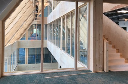 Wood has many environmental benefits as a building material as it is fully renewable and binds carbon dioxide. Photo: Växjö Municipality Wood has many environmental benefits as a building material as it is fully renewable and binds carbon dioxide. Photo: Växjö Municipality