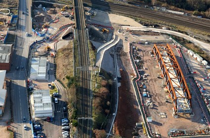 Helicopter shot of pre assembled SAS 13 bridge